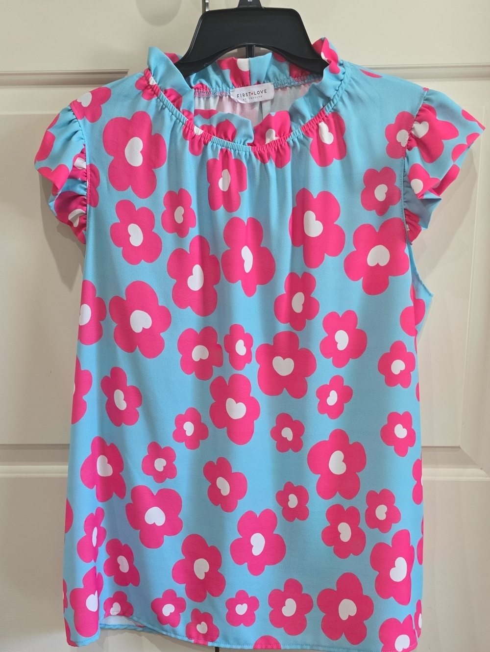First Love Blue & Pink Floral Blouse